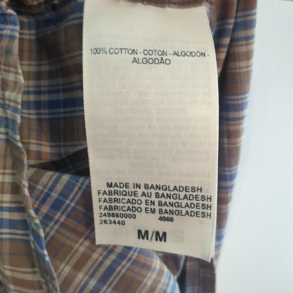 Levi's Shirt Mens Medium Pearl Snap Blue Plaid Short Sleeve Western Cowboy - Picture 7 of 10